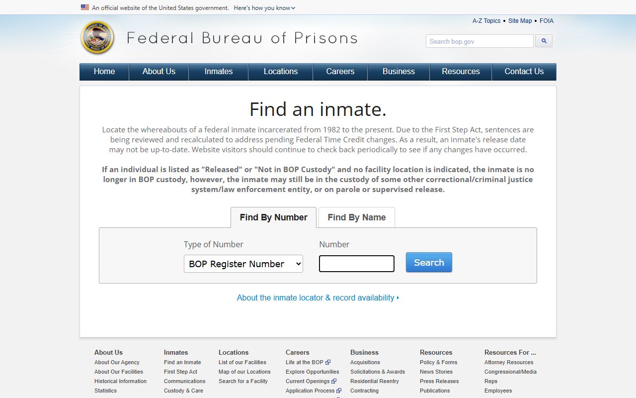 Hale County inmate records federal BOP locator fallback